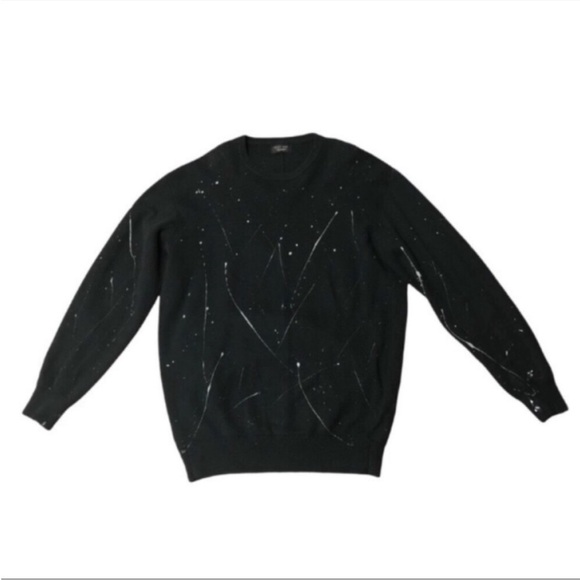 Zara Man Splash Painted Heavy Knit Crew Sweater - Picture 4 of 6
